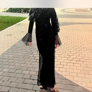 Chic Black Long Sleeve Skirt set